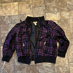 Paris Blues Purple Black Plaid Bomber Jacket